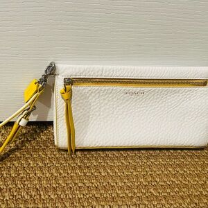 Coach White and Yellow Wristlet